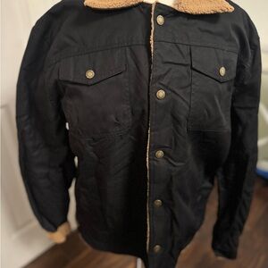 Men's Black Jacket with Tan Collar